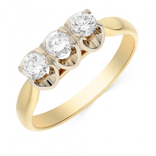 Кольцо из комбинированного золота 750 пробы c 3 бриллиантами Л11071459 фото 1